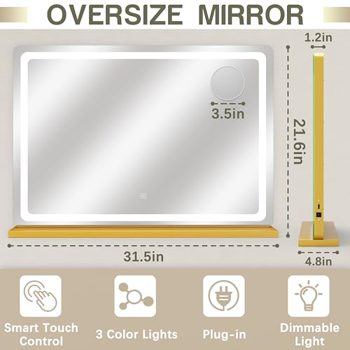 Vanity Mirror with Lights, 12.6"×15" LED Makeup Mirror, Touch Control Dimmable D52089