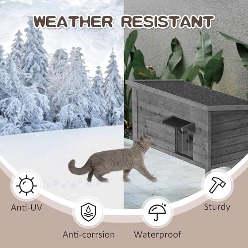 Outdoor Cat House Insulated Wooden Shelter for Multiple Cats K816912