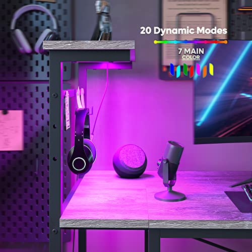 Bestier Gaming Desk with LED Lights, 51.3 Inch Computer Desk Q970