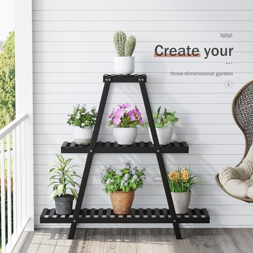 Bamboo 3 Tier Plant Stand Indoor Outdoor G488