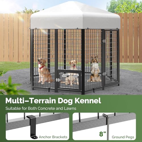 SINO LUBAN Outdoor Dog Kennel with Doggy Door, Heavy Duty Large Dog Pen E5768