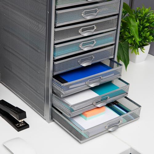 Mind Reader 10-Drawer Metal Mesh Desk Organizer, Silver N923041