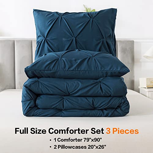 Andency California King Comforter Set Black, Pinch Pleat 3 Pieces K3954