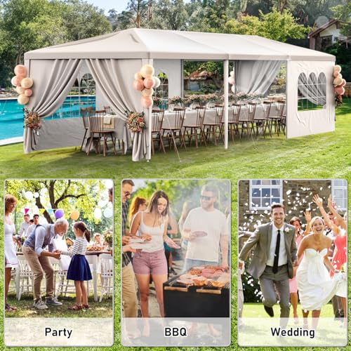 Outdoor Party Tent 10x30 Black with 8 Removable Sidewalls V87006