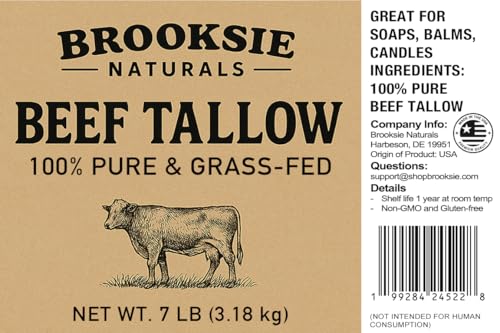 Beef Tallow 7 Lb. Rendered Bulk for Soaps, Balms, Skincare M576