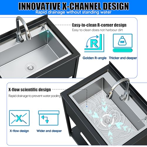 Stainless Steel Utility Sink with Faucet and Drain Kit I168