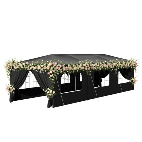 White Party Tent 10x30 with 8 Sidewalls for Outdoor Events K927