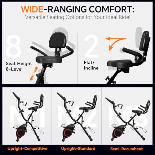 Foldable Exercise Bike with 16-Level Magnetic Resistance for Home T532