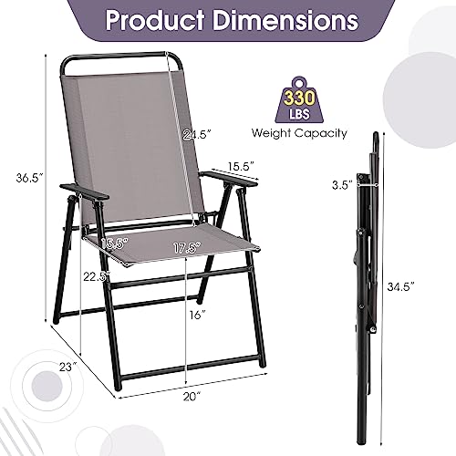 Patio Folding Chairs with Metal Frame and High Back Support R99047