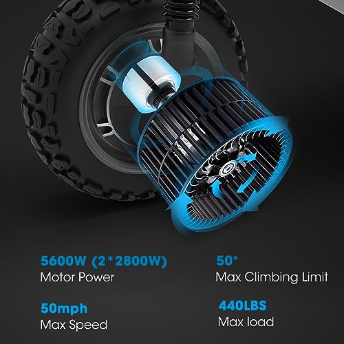 Electric Scooter for Adults, 60V 38.4Ah, Dual Motor, 50 MPH, 11" All-Terrain Tires, Foldable E55280