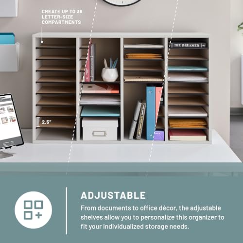 Safco Wooden Paper and Mail Organizer, Adjustable Shelves, Stackable B285