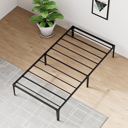 IDEALHOUSE 6 Inch Metal Platform Twin Bed Frame, Heavy Duty, No Box Spring Needed W56107