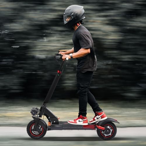 Off Road Electric Scooter Adults, 800/1200W Motor, 48V 15/18/21AH Battery, 11" All-Terrain Tires, Heavy Duty E-Scooter with Dual Suspension with Seat