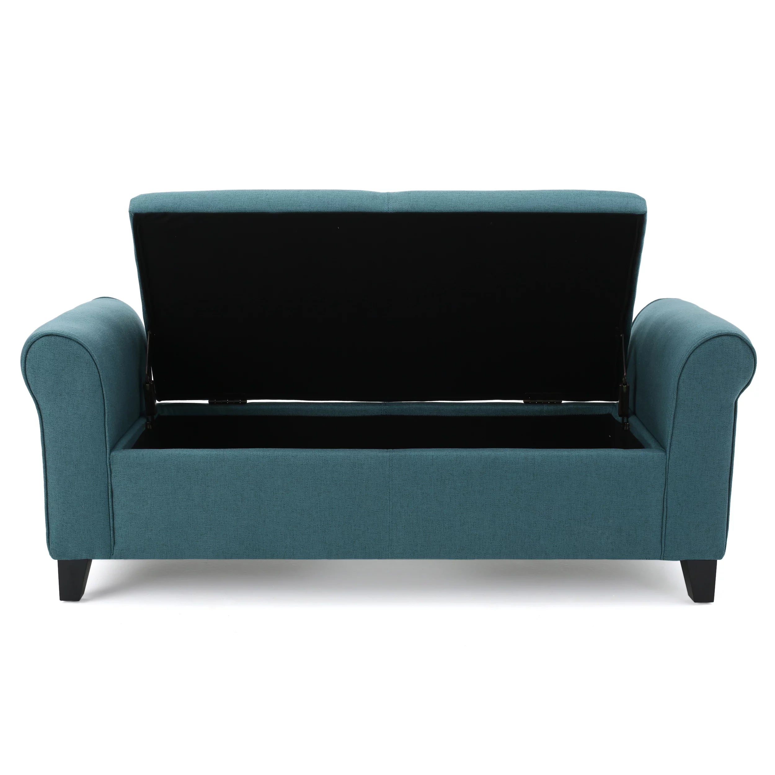 Noble House Haynes Upholstered Storage Ottoman, Dark Teal S1654
