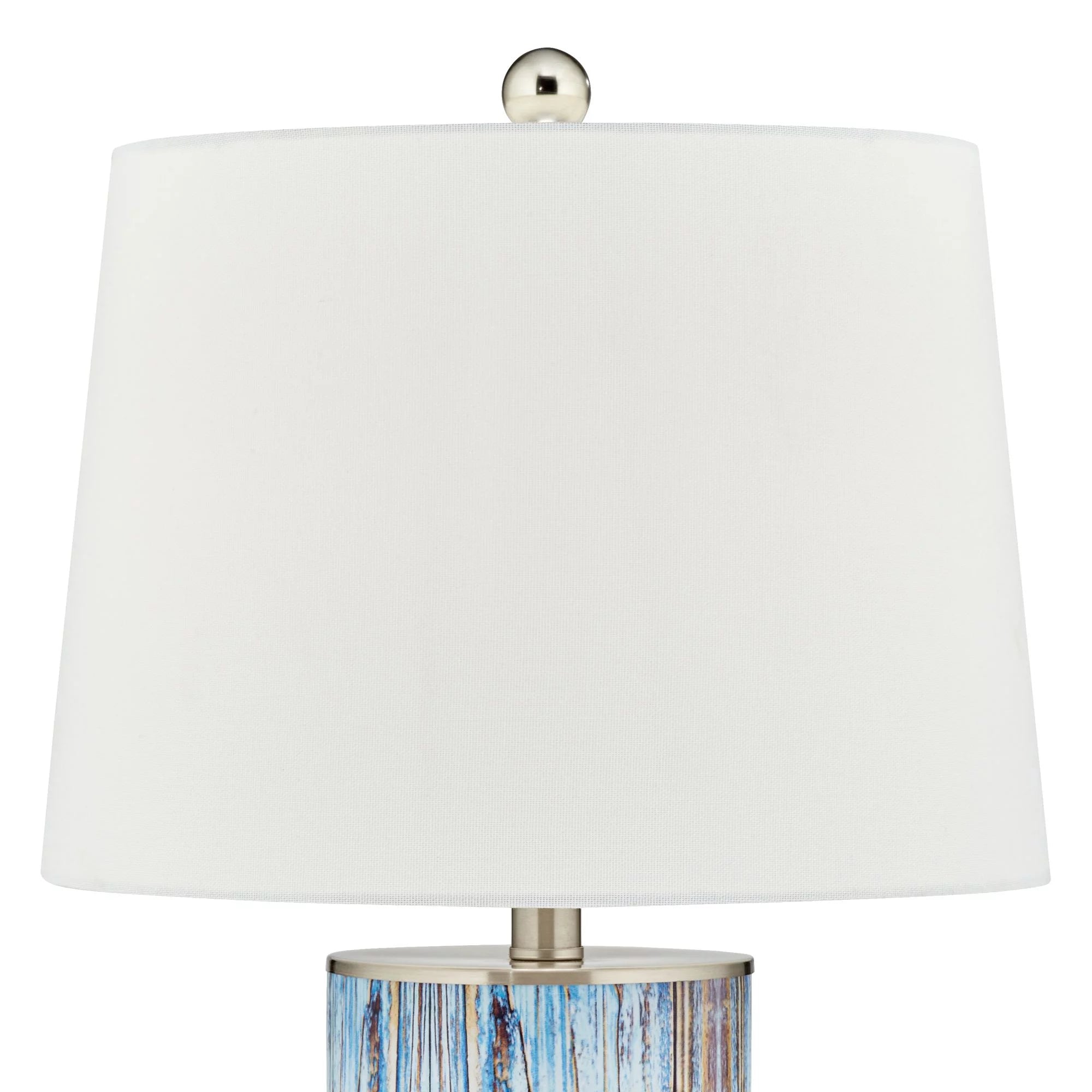 360 Lighting Mendes Modern Coastal Table Lamp 26.5" Brushed Nickel Blue Glass B8779