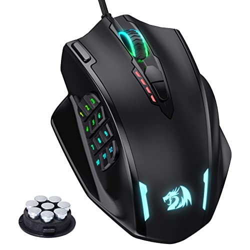 Redragon M908 Impact RGB MMO Gaming Mouse with 12 Side Buttons, 12400 DPI U713989