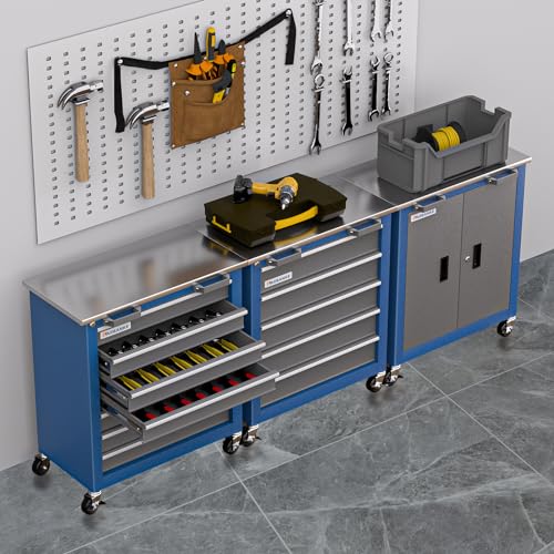 7-Drawer Rolling Toolbox with Lockable Wheels and Keyed Locking System J502595