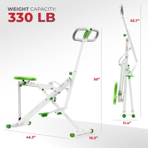 Sunny Health & Fitness Row-N-Ride Squat Assist Trainer, Foldable Home Exercise Machine G85090