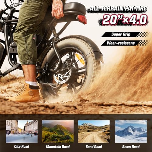 E2/K20 Electric Bike for Adults, 48V 13Ah/15Ah, 750/1000W Peak, 20"/26" Fat Tires Z839544