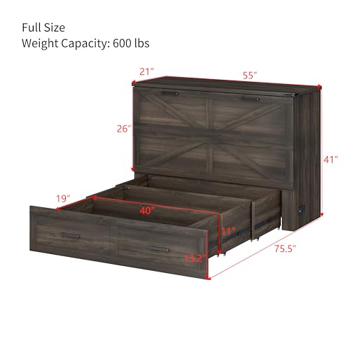 Queen Size Murphy Bed Cabinet with Charging Station, White P336686