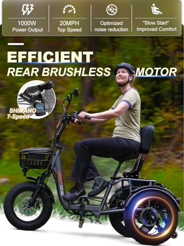 Folding Electric Tricycle for Adults, 1200W, 450lbs Load, UL Certified N810