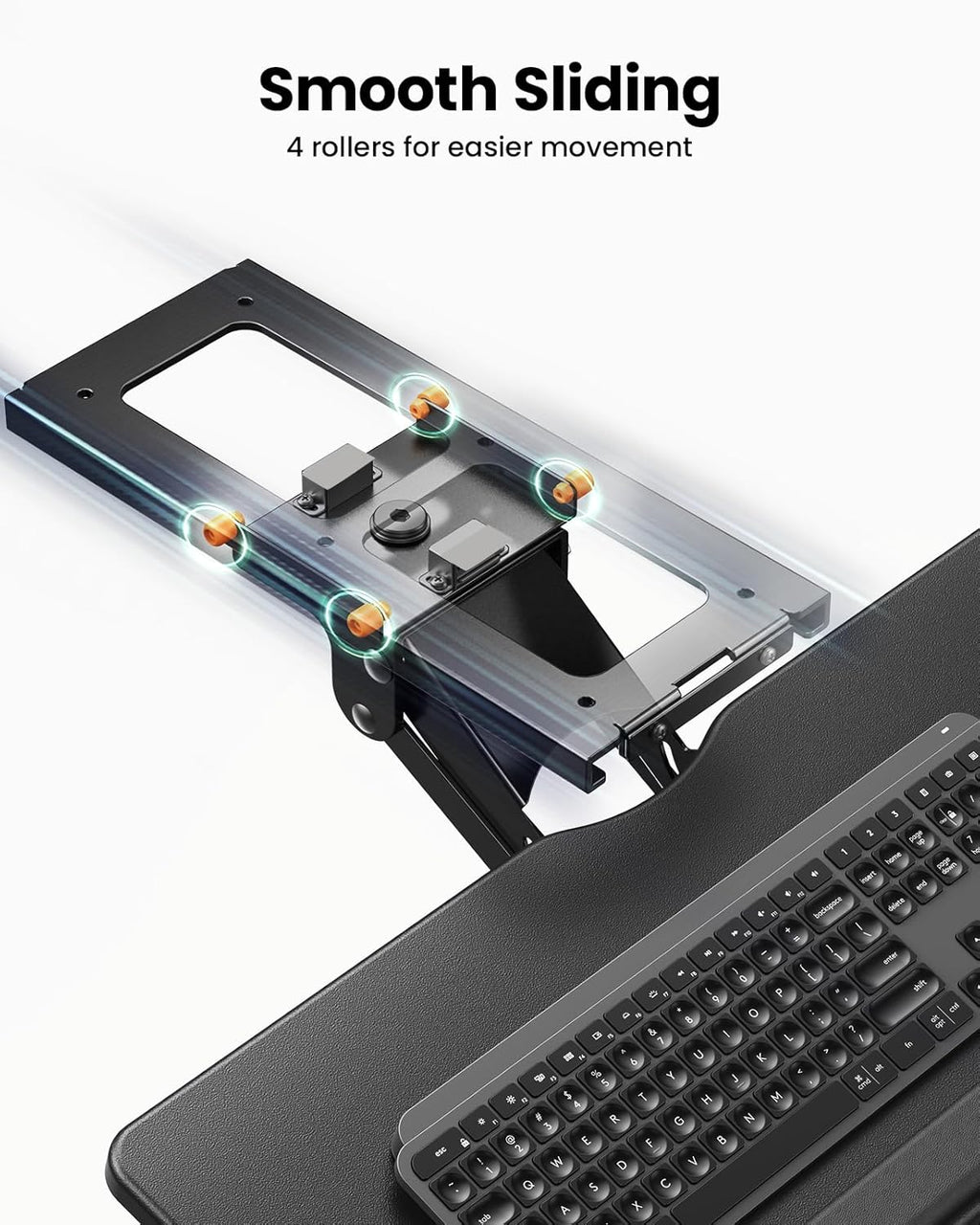 ErGear Keyboard Tray Under Desk, Sliding with Adjustable Height, Black F50232