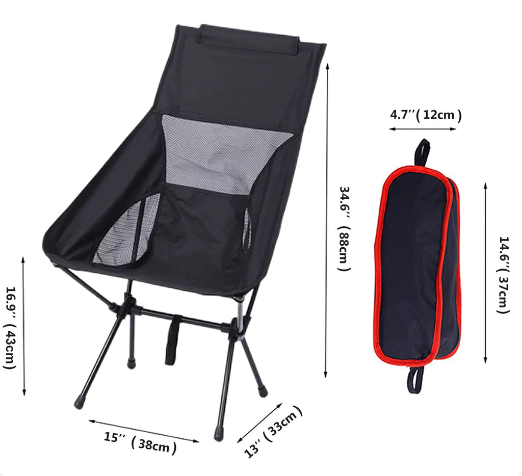 Meromore High Back Camping Chair Heavy Duty Folding Portable with Breathable Mesh, Black B65777