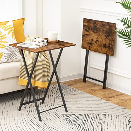 HOOBRO Folding TV Tray Tables, Set of 2, Marble and Gold C48497