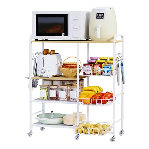 HapiRm Rolling Kitchen Microwave Cart with Pull-Out Baskets X64290