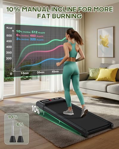 Walking Pad Treadmill with Incline, 300lb Capacity, Under Desk for Home Office J515