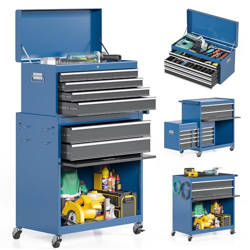 5-Drawer Rolling Tool Chest Storage Cabinet with Detachable Top Tool Box, Black R11137