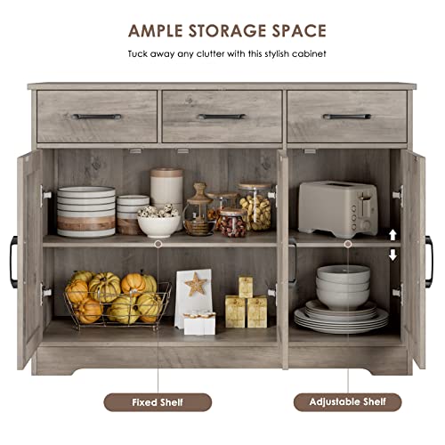HOSTACK Modern Farmhouse Sideboard Buffet Cabinet with Barn Doors, White U8843