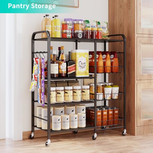 HapiRm Rolling Kitchen Microwave Cart with Pull-Out Baskets X64290