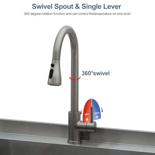 Lordear Stainless Steel Utility Sink 24 Inch Single Bowl Freestanding O589484