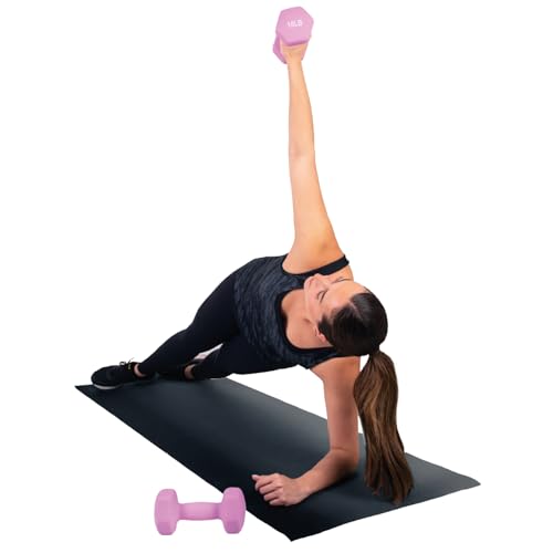 FUXION Neoprene Dumbbell Hand Weights, Set of 2, Hexagon Non-Slip E207497