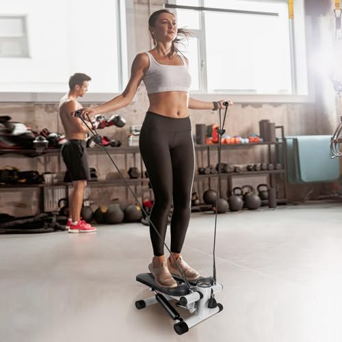 Mini Stepper with Resistance Bands, 300LBS Capacity & LCD Monitor J8144