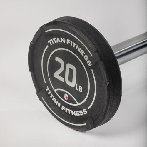 Titan Fitness Rubber Curl Fixed Barbells, Pre-Loaded Weight Bar Y406