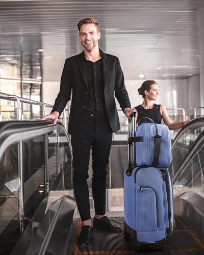 BAGSMART Carry-On Luggage 20 Inch Expandable Suitcase with Duffel Bag S7860