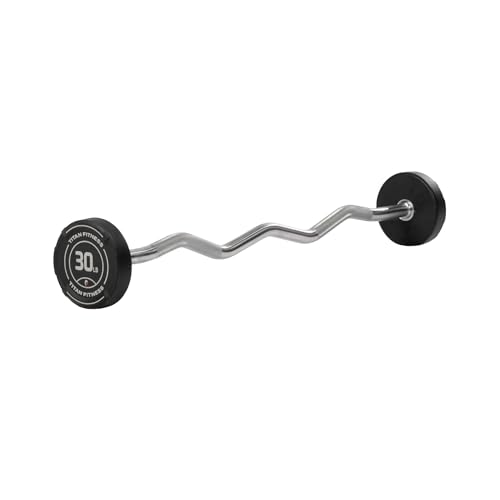 Titan Fitness Rubber Curl Fixed Barbells, Pre-Loaded Weight Bar Y406