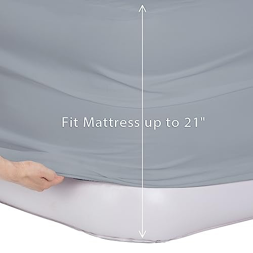 Bedecor Air Bed Sheets for Mattress Cover Removable Elastic Band Soft Breathable Twin XL Light Gray U508