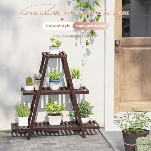 Bamboo 3 Tier Plant Stand Indoor Outdoor G488