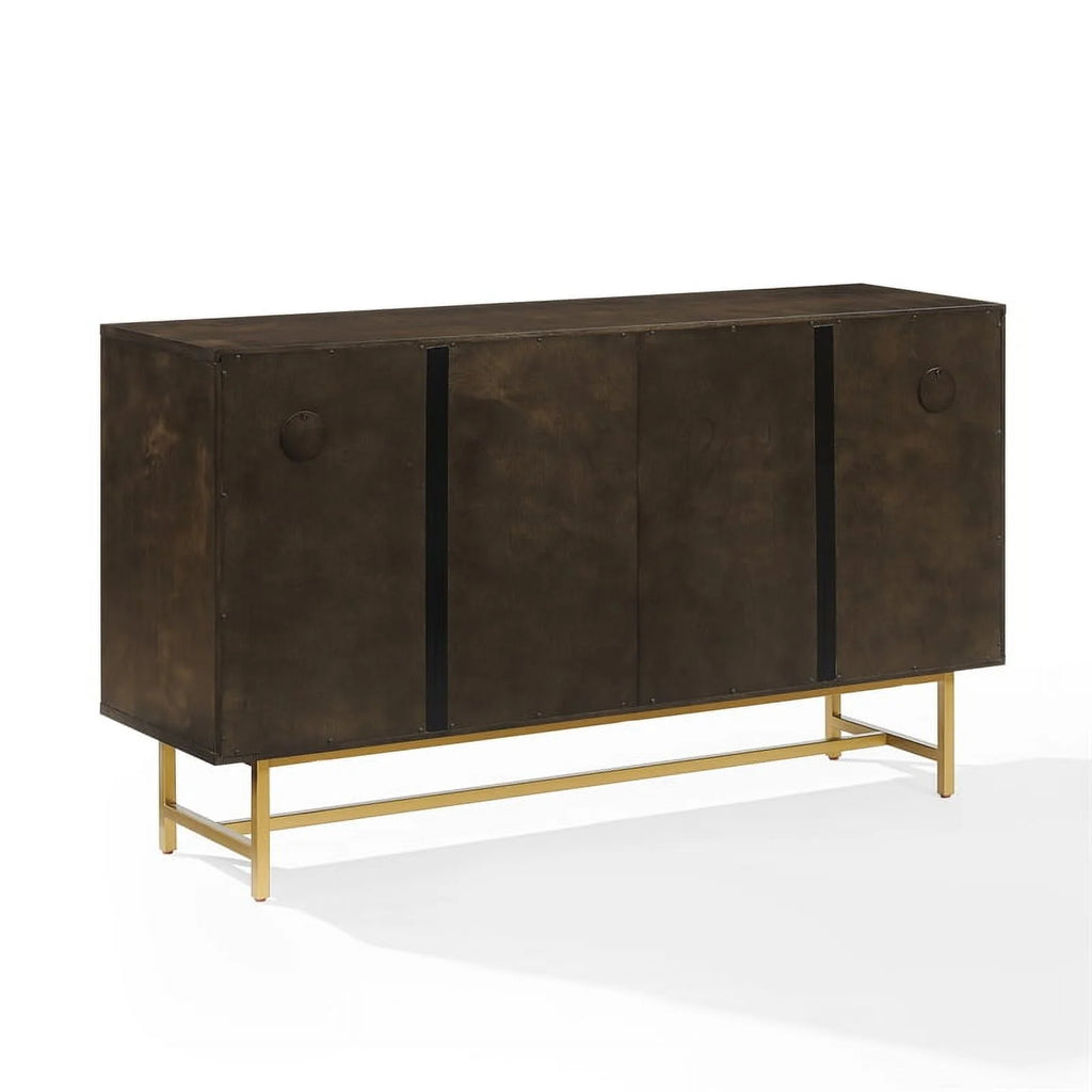 Crosley Furniture Blair Mid-Century Wood/Steel Sideboard, Dark Brown/Gold N739091
