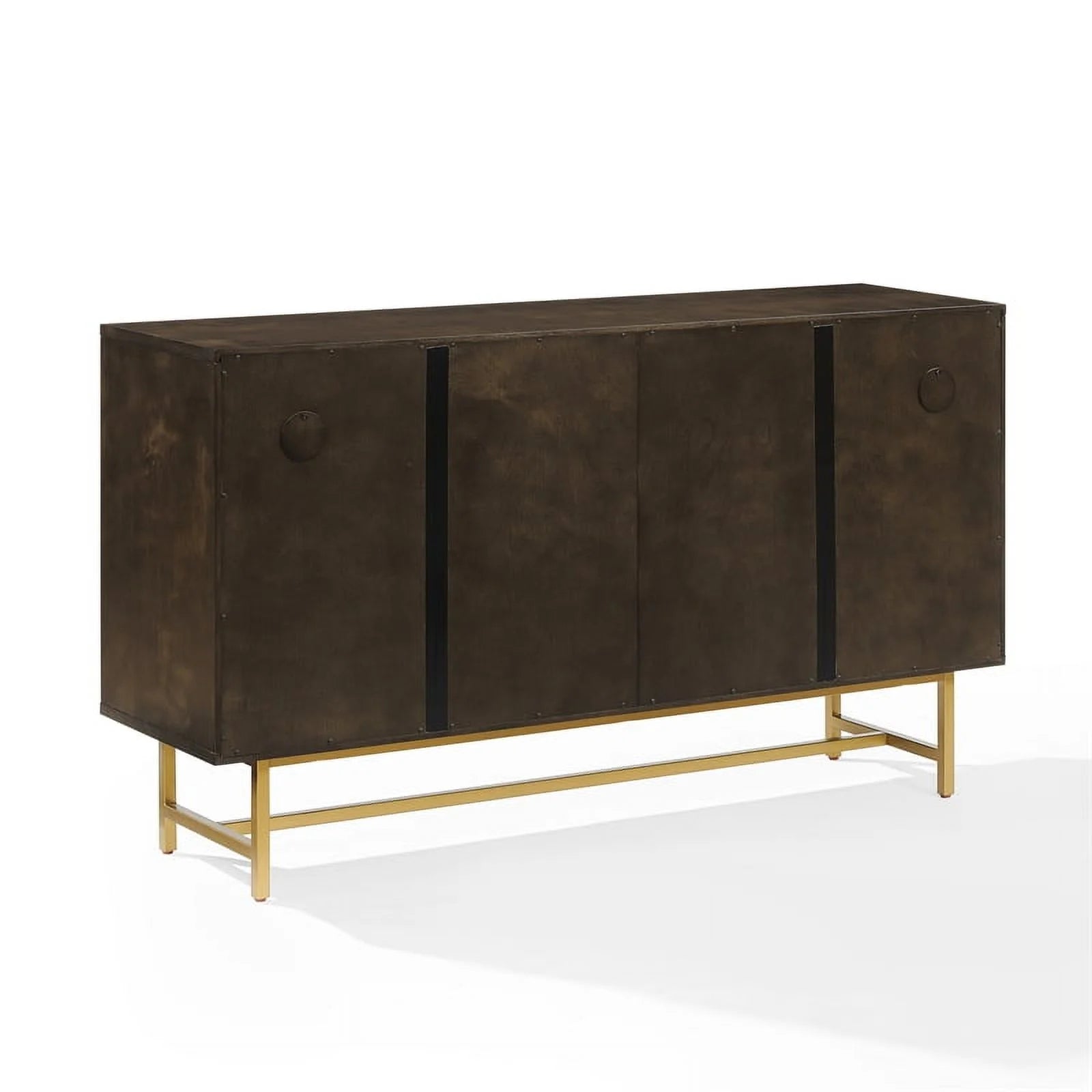 Crosley Furniture Blair Mid-Century Wood/Steel Sideboard, Dark Brown/Gold N739091