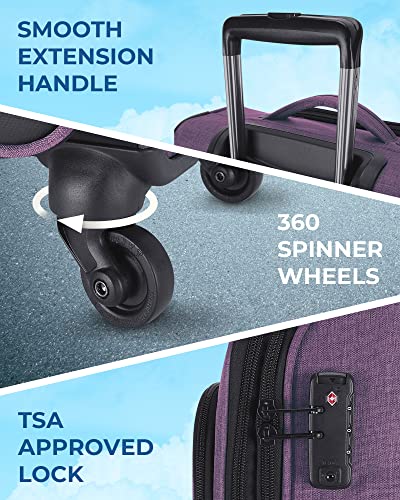 BAGSMART Expandable 20" Carry-On Luggage with Spinner Wheels, Black I961842