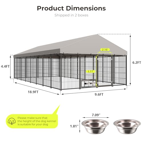 10X19FT Heavy Duty Outdoor Dog Kennel with Cover and Lock V196