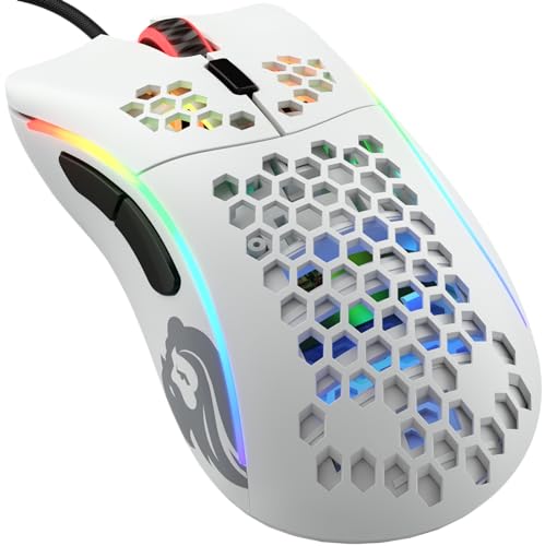 Glorious Model D Wired Gaming Mouse - 68g Honeycomb RGB Ergonomic, Matte White M160012