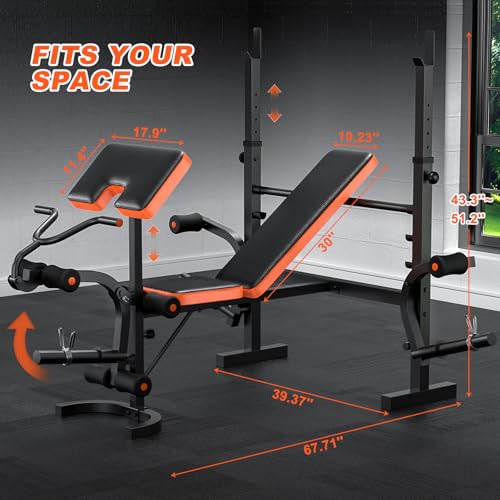 Fostoy Adjustable Weight Bench with Leg Extension and Preacher Curl V924693