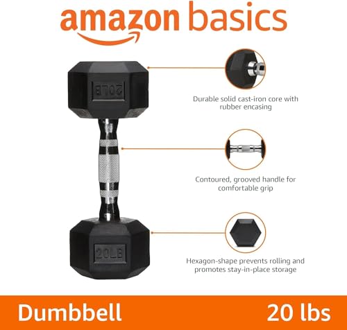 Amazon Basics Rubber Hex Dumbbell K648924
