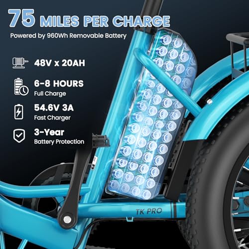 MOONCOOL Electric Tricycle for Adults, 500W 48V Folding 3-Wheel Bike with Basket O9027