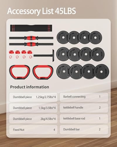 Adjustable Dumbbells 4-in-1 Weight Set with Connector for Home Gym F82847